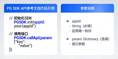 PG SDK API参考文档代码示例与参数说明